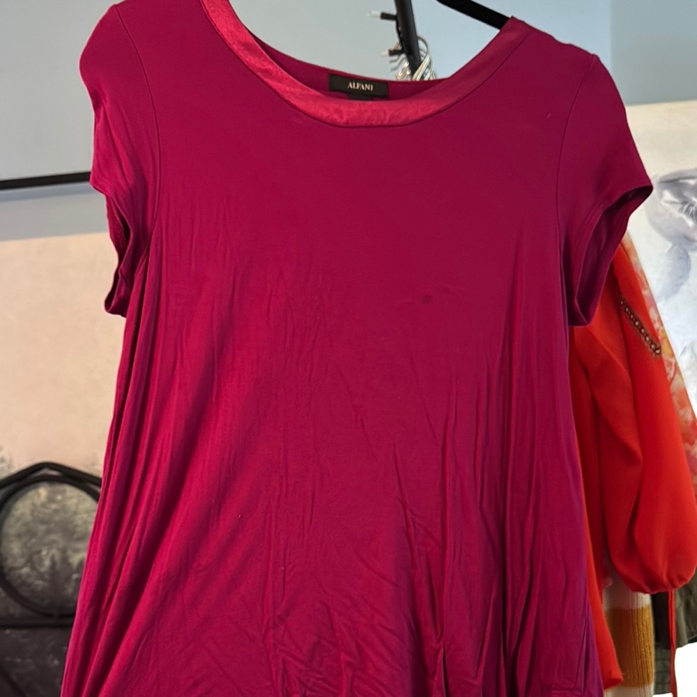 Alfani Red Cap Sleeve Relaxed T-Shirt